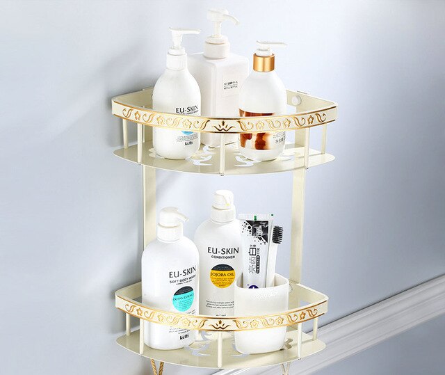 Ivory White&Gold Carved Aluminum Bathroom Fixture Bath Hardware Shelf Towel Bar Soap Network Cloth Hook WG1002 Series