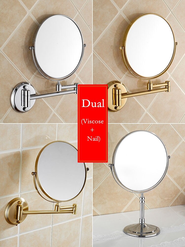 Houmaid Bathroom Fixture Shower Room Makeup Bath Mirror Cosmetology Copper Mirror Two-sided Mirror For Holtel