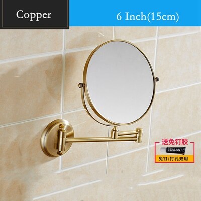 Houmaid Bathroom Fixture Shower Room Makeup Bath Mirror Cosmetology Copper Mirror Two-sided Mirror For Holtel