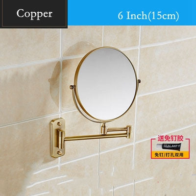 Houmaid Bathroom Fixture Shower Room Makeup Bath Mirror Cosmetology Copper Mirror Two-sided Mirror For Holtel