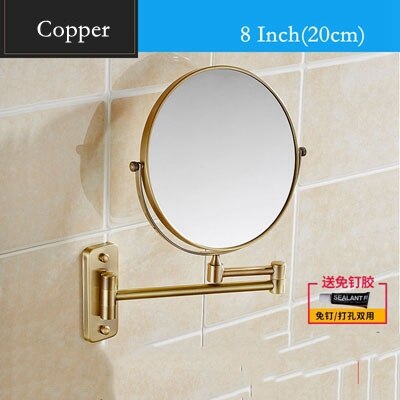 Houmaid Bathroom Fixture Shower Room Makeup Bath Mirror Cosmetology Copper Mirror Two-sided Mirror For Holtel