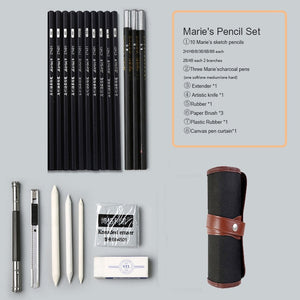 Marie's sketch pencil set beginner 2b4b adult painting tools pen sketch pen children pencil drawing bag art supplies