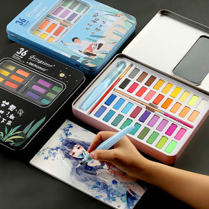 Bgln solid watercolor paint set 36 color children beginners hand-painted water color painting solid art supplies