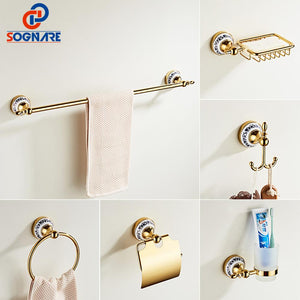 Gold Bathroom Accessories Ceramics Sets Bathroom Towel Holder for Wall Toilet Paper Holder Toilet Brush Holder Bathroom Fixtures