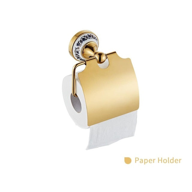 Gold Bathroom Accessories Ceramics Sets Bathroom Towel Holder for Wall Toilet Paper Holder Toilet Brush Holder Bathroom Fixtures