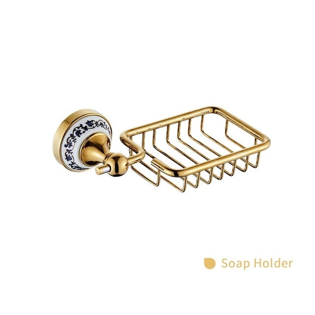 Gold Bathroom Accessories Ceramics Sets Bathroom Towel Holder for Wall Toilet Paper Holder Toilet Brush Holder Bathroom Fixtures