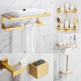 Luxury gold brushed aluminum bathroom fixture bathtub hardware set towel rack towel bar paper frame cloth hook series