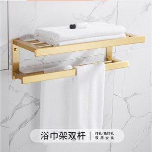 Luxury gold brushed aluminum bathroom fixture bathtub hardware set towel rack towel bar paper frame cloth hook series