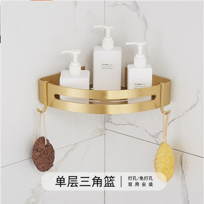 Luxury gold brushed aluminum bathroom fixture bathtub hardware set towel rack towel bar paper frame cloth hook series