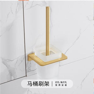 Luxury gold brushed aluminum bathroom fixture bathtub hardware set towel rack towel bar paper frame cloth hook series