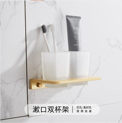 Luxury gold brushed aluminum bathroom fixture bathtub hardware set towel rack towel bar paper frame cloth hook series