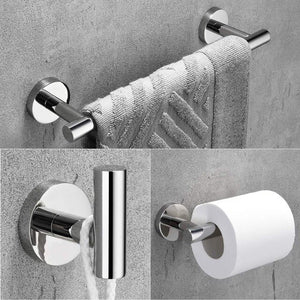 Stainless Steel 3-Piece Bathroom Hardware Set Modern Round Towel Bars Bathroom Fixtures Wall Mount, Polished Finish towel bar