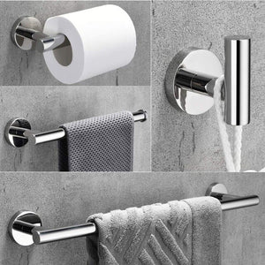 Stainless Steel 3-Piece Bathroom Hardware Set Modern Round Towel Bars Bathroom Fixtures Wall Mount, Polished Finish towel bar