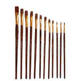 12 pcs/set Nylon Hair Watercolor Paint Brushes Different Shape Round Plain Tip Gouache Painting Brush Set Art Supplies