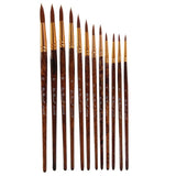 12 pcs/set Nylon Hair Watercolor Paint Brushes Different Shape Round Plain Tip Gouache Painting Brush Set Art Supplies