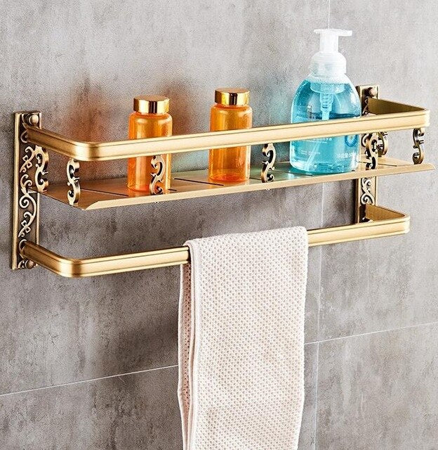 A270 Series Antique Brushed Carved Space Aluminum Bathroom Fixture Towel Shelf Paper Holder Cloth Hook  Bath Hardware