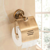 Bath Hardware Set Towel Shelf Towel Bar Paper Holder Cloth Hook Series Antique Brushed Carved Aluminum Bathroom Fixture