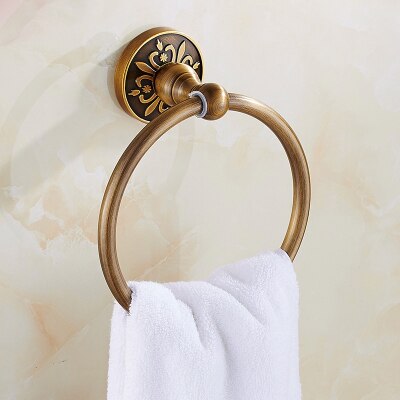 Bath Hardware Set Towel Shelf Towel Bar Paper Holder Cloth Hook Series Antique Brushed Carved Aluminum Bathroom Fixture