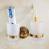 Bath Hardware Set Towel Shelf Towel Bar Paper Holder Cloth Hook Series Antique Brushed Carved Aluminum Bathroom Fixture