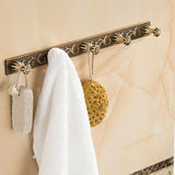 Bath Hardware Set Towel Shelf Towel Bar Paper Holder Cloth Hook Series Antique Brushed Carved Aluminum Bathroom Fixture