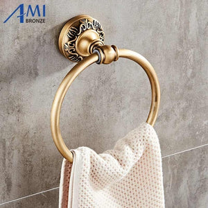 Antique Brushed Carved Bathroom Hardware Towel Shelf Towel Bar Paper Holder Cloth Hook Fixture home improvement BHA01