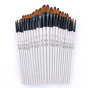 12pcs Nylon Hair Wooden Handle Watercolor Paint Brush Pen Set For Learning Diy Oil Acrylic Painting Art Paint Brushes Supplies