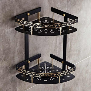 Black&Gold Carved Aluminum Bathroom Fixture Bath Hardware Set Towel Shelf Towel Bar Paper Holder Cloth Hook BG1001 Series