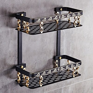 Black&Gold Carved Aluminum Bathroom Fixture Bath Hardware Set Towel Shelf Towel Bar Paper Holder Cloth Hook BG1001 Series