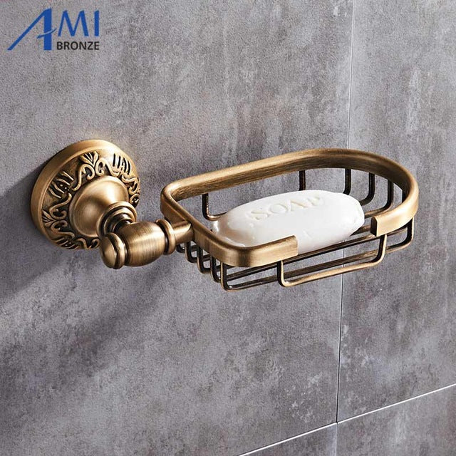 Antique Brushed Carved Bathroom Hardware Towel Shelf Towel Bar Paper Holder Cloth Hook Fixture home improvement BHA01