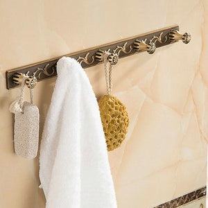 Antique Brushed Carved Bathroom Hardware Towel Shelf Towel Bar Paper Holder Cloth Hook Fixture home improvement BHA01