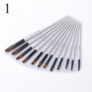 12pcs Nylon Hair Wooden Handle Watercolor Paint Brush Pen Set For Learning Diy Oil Acrylic Painting Art Paint Brushes Supplies