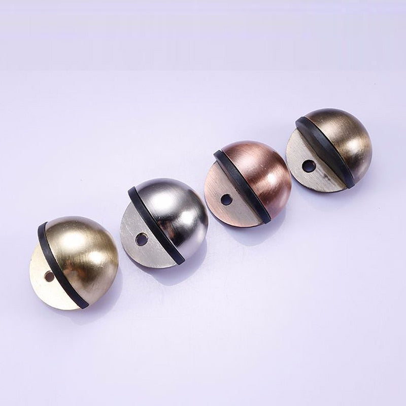 Casting Floor Mounted Satin Chrome Zinc Alloy Door Stops Door Hardware Locks Half Moon Door Stopper 45mm Diam Home Improvement