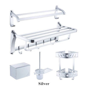 Bathroom Hardware Set Aluminum Bathroom Fixture Towel Shelf Towel Bar Paper Holder Toilet Brush Holder High Quality A95 B